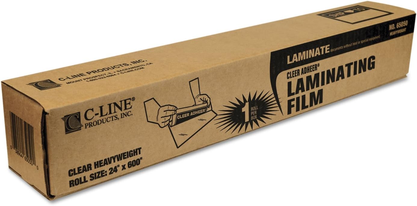 C-Line 65050 Cleer Adheer Self-Adhesive Laminating Film, 2 mil, 24-Inch x 50 ft. Roll
