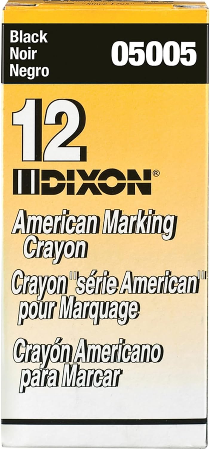 Dixon Long-Lasting Marking Crayons, 5", Black, Pack of 12