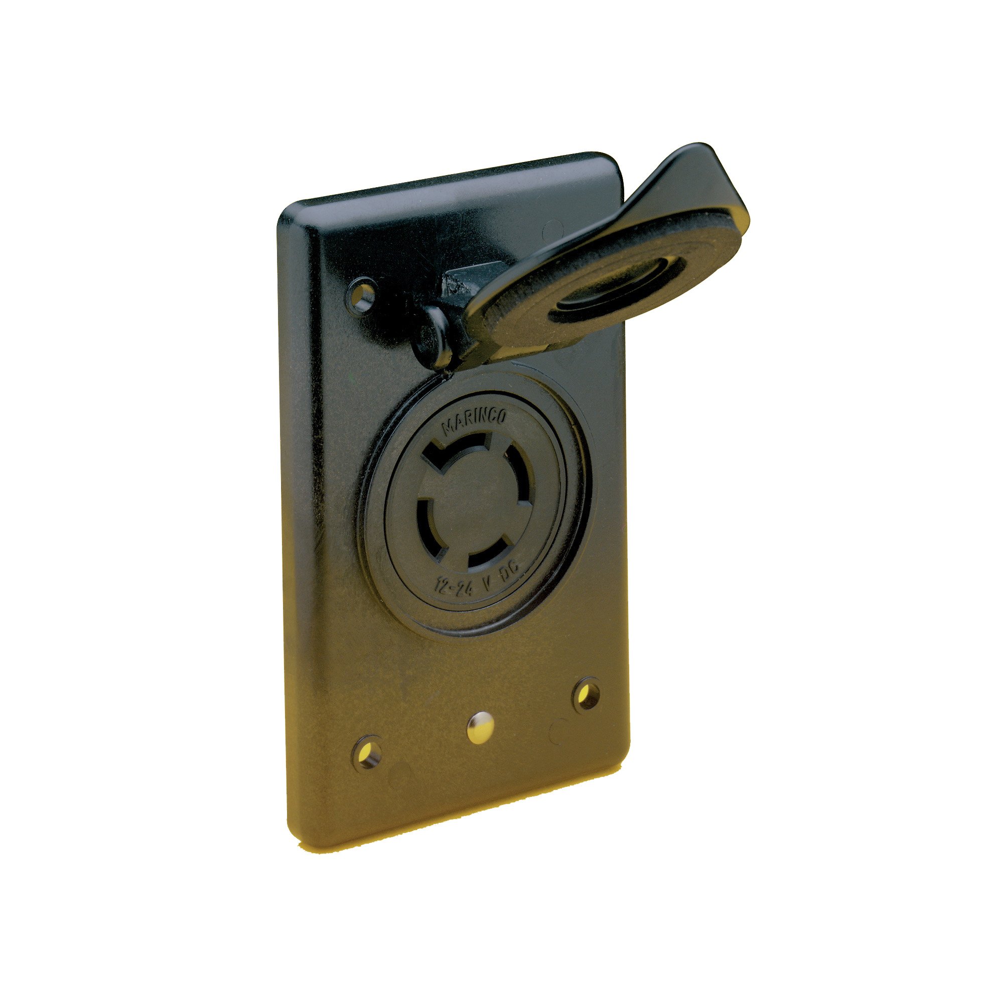 Marinco 2018BR-MB 4-Wire 12/24V Bass Boat Receptacle & Bracket, Black