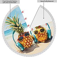 Beach Two Pineapples Sea Printed Christmas Tree Skirt 36 Inch - Thick Xmas Tree Skirt with Tassel for Indoor Outdoor Xmas