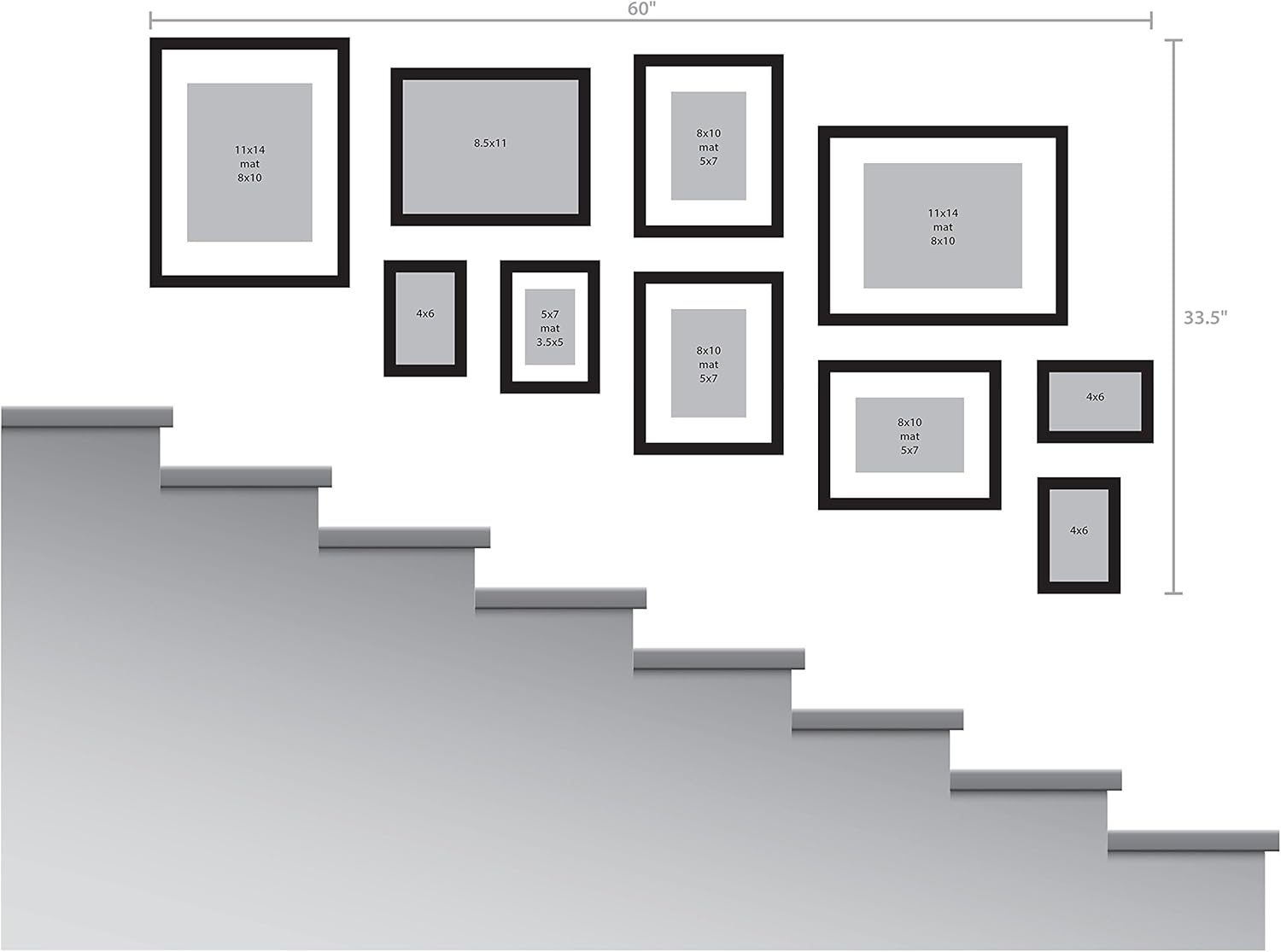 DESIGNOVATION Gallery Wood Photo Frame Set for Customizable Wall Display