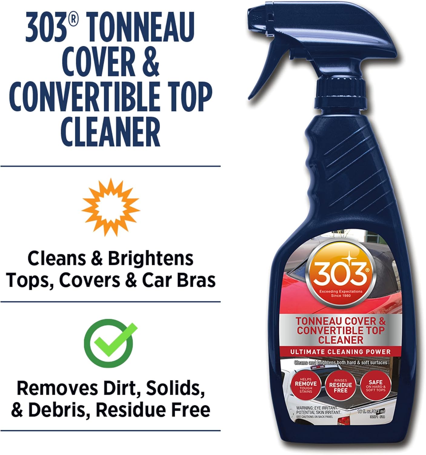 303 Products 30571CSR Tonneau Cover and Convertible Top Cleaner - Vinyl and Fabric Top Cleaner - Ultimate Cleaning Power