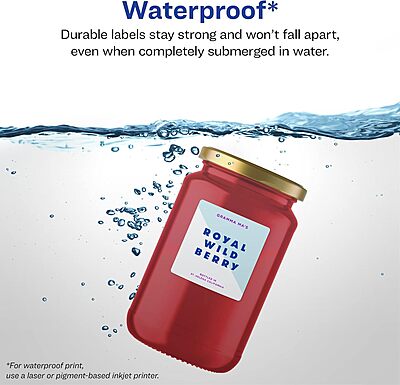 AVERY Durable Waterproof Square Labels, Sure Feed Technology, 2.5 in x 2.5 in