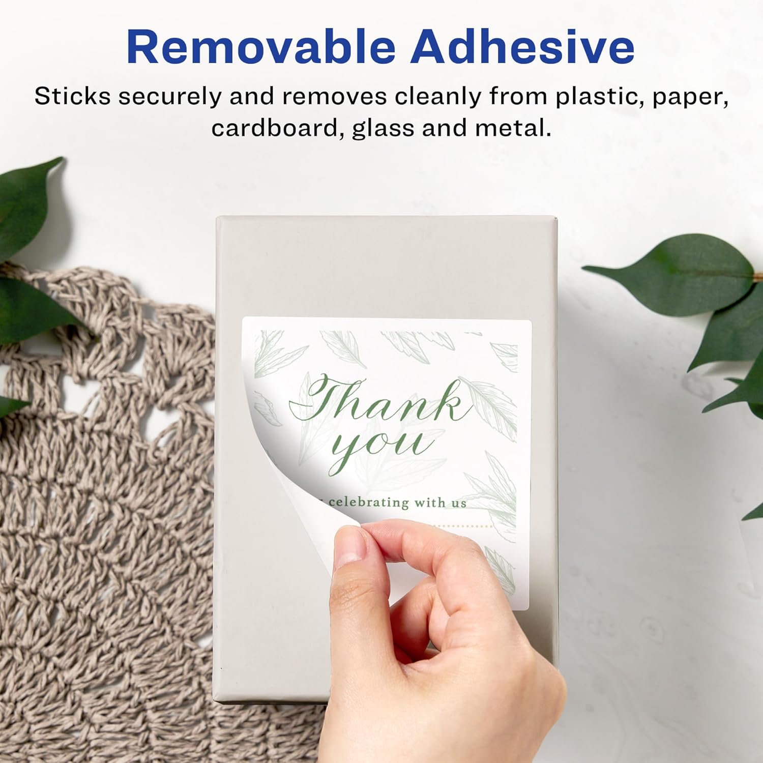 Avery Matte White Removable Square Labels, Sure Feed Technology, 4 x 4