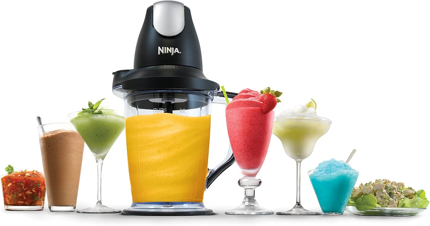 Ninja QB1004 Blender/Food Processor with 450-Watt Base, 48oz Pitcher, 16oz Chopper Bowl, and 40oz Processor Bowl for Shakes