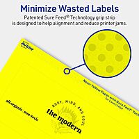 AVERY Printable Rectangle Labels, Sure Feed Technology, 2-1/2" x 7", Neon Yellow, Print-to-The-Edge, Laser/Inkjet