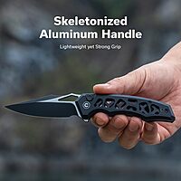 CIVIVI Anaaki Folding Pocket Knife 2.98\" Nitro-V Blade Aluminum Skeletonized Handle