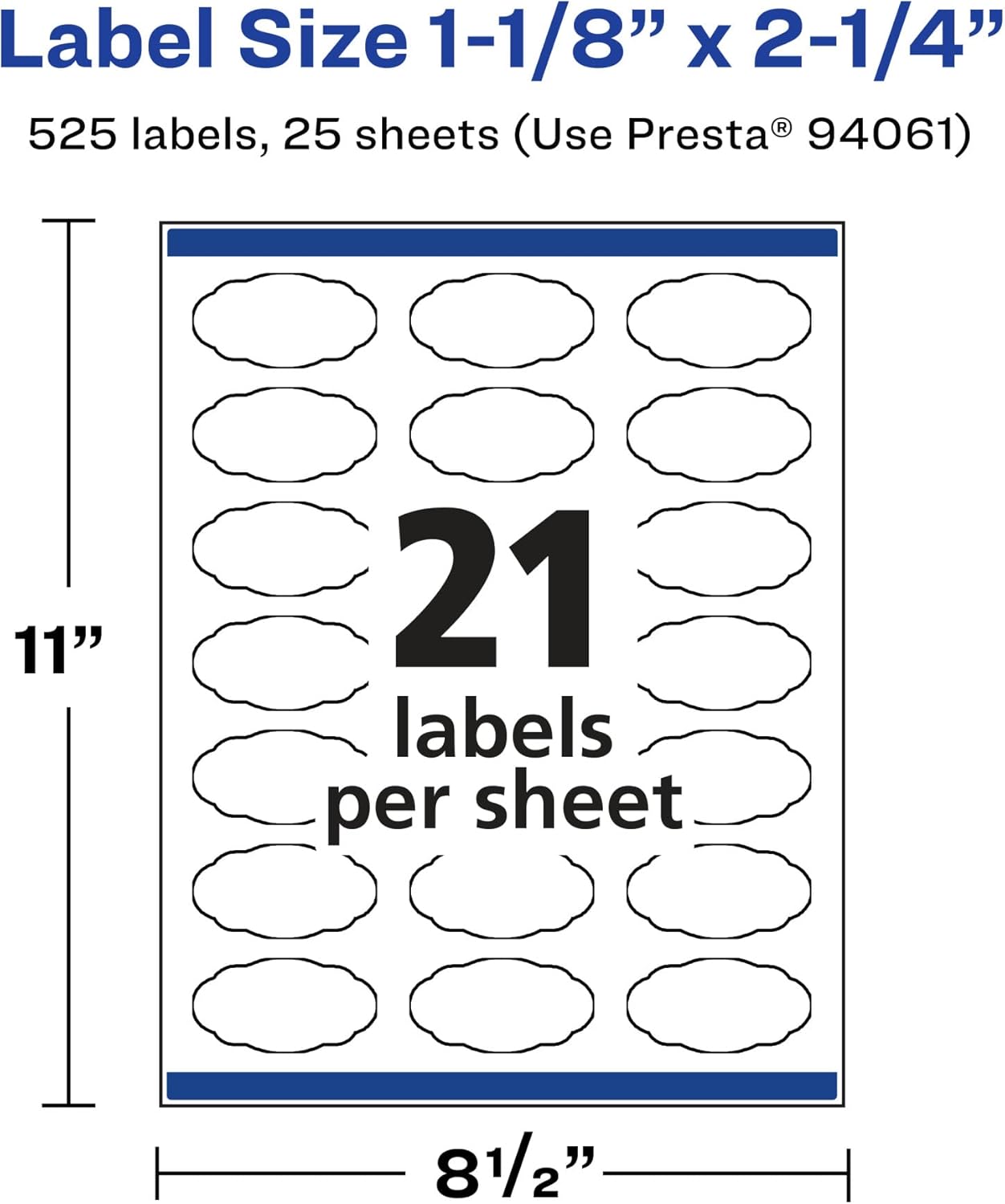 Avery Durable Waterproof Oval Scalloped Labels, Sure Feed Technology, 1-1/8" x 2-1/4"