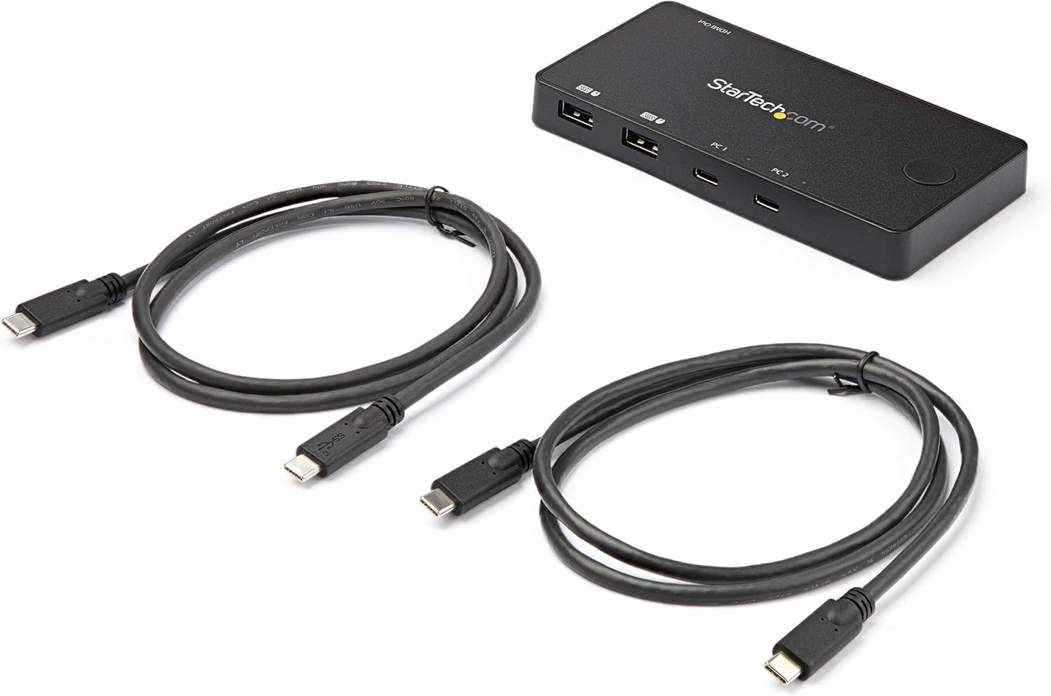 StarTech.com 2 Port USB C KVM Switch - 4K 60Hz HDMI - Compact Dual Port UHD USB Type C Desktop Mini KVM Switch with USB C