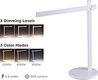 Bostitch Office Black+Decker Dimmable Bar Desk Lamp, 5.5W, White (VLED1813WHITE-BD)