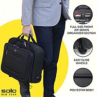 Solo New York Rolling Case with Wheels - Roller Laptop Bag, Wheeled Briefcase for Women & Men, Carry On Size for Travel