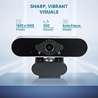 OTM Essentials HD Elite Webcam, Auto Focus Mode, Captures Video up to 1920 x 1080 Pixels, Built-in Microphone, Webcam for PC and Laptops