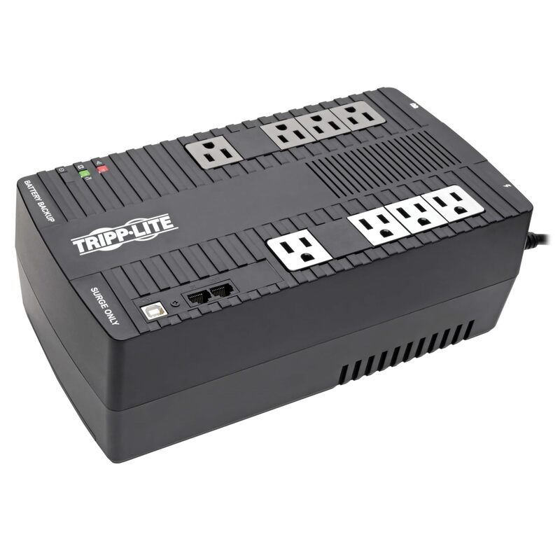 Tripp Lite Ultra-Compact Line Interactive UPS with AVR and Surge Protection, 8 Outlets