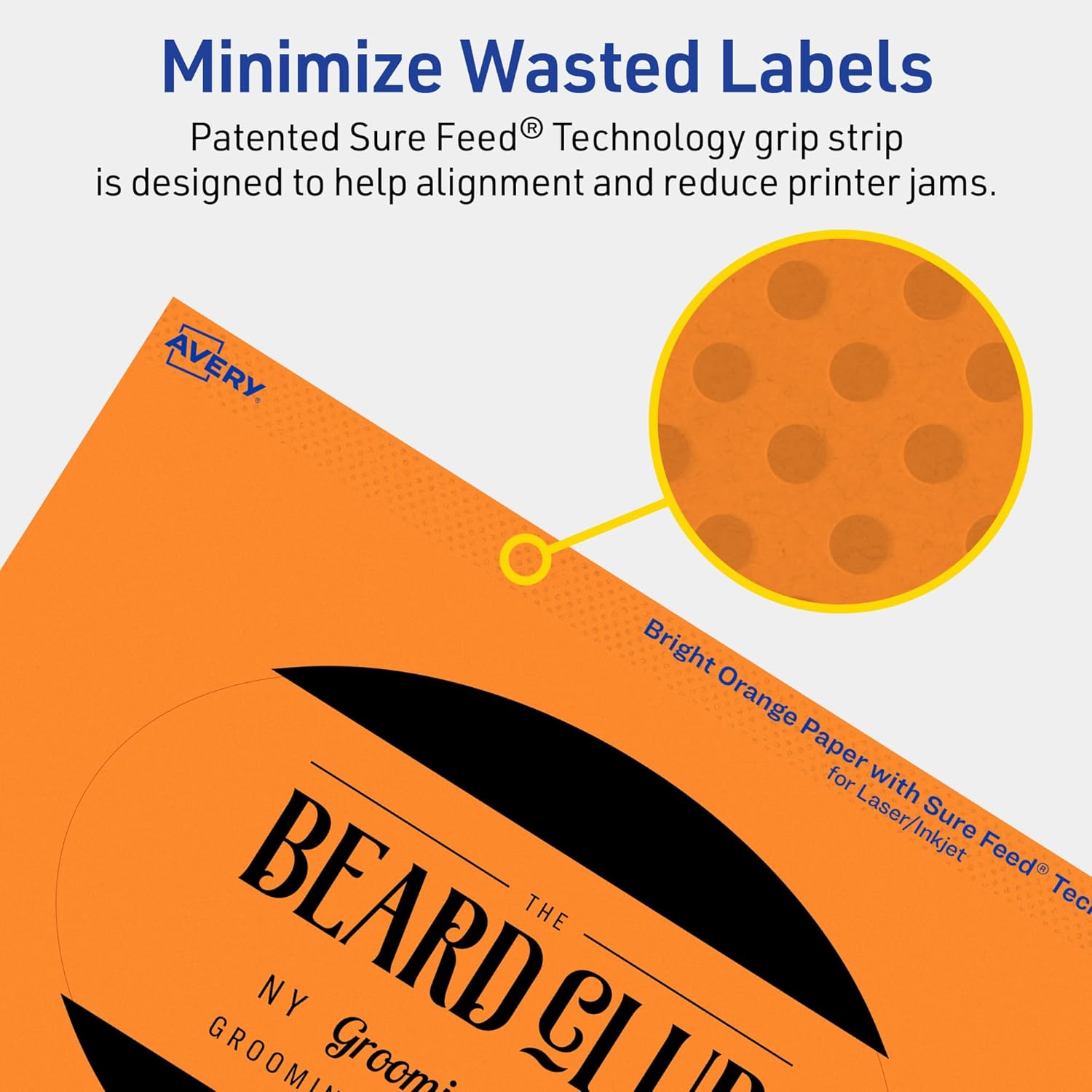 Avery Printable Oval Labels, Sure Feed Technology, 4" x 6", Bright Orange, Print-to-the-Edge, Laser/Inkjet