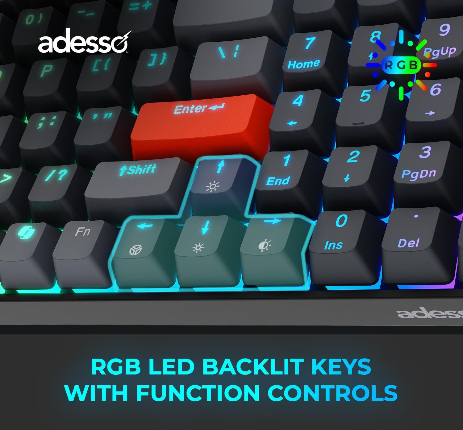 ADESSO EasyTouch 1200 Wired/Wireless/Bluetooth Multi-OS Illuminated Mechanical VIA Mini Keyboard with Copilot Ai Hotkey