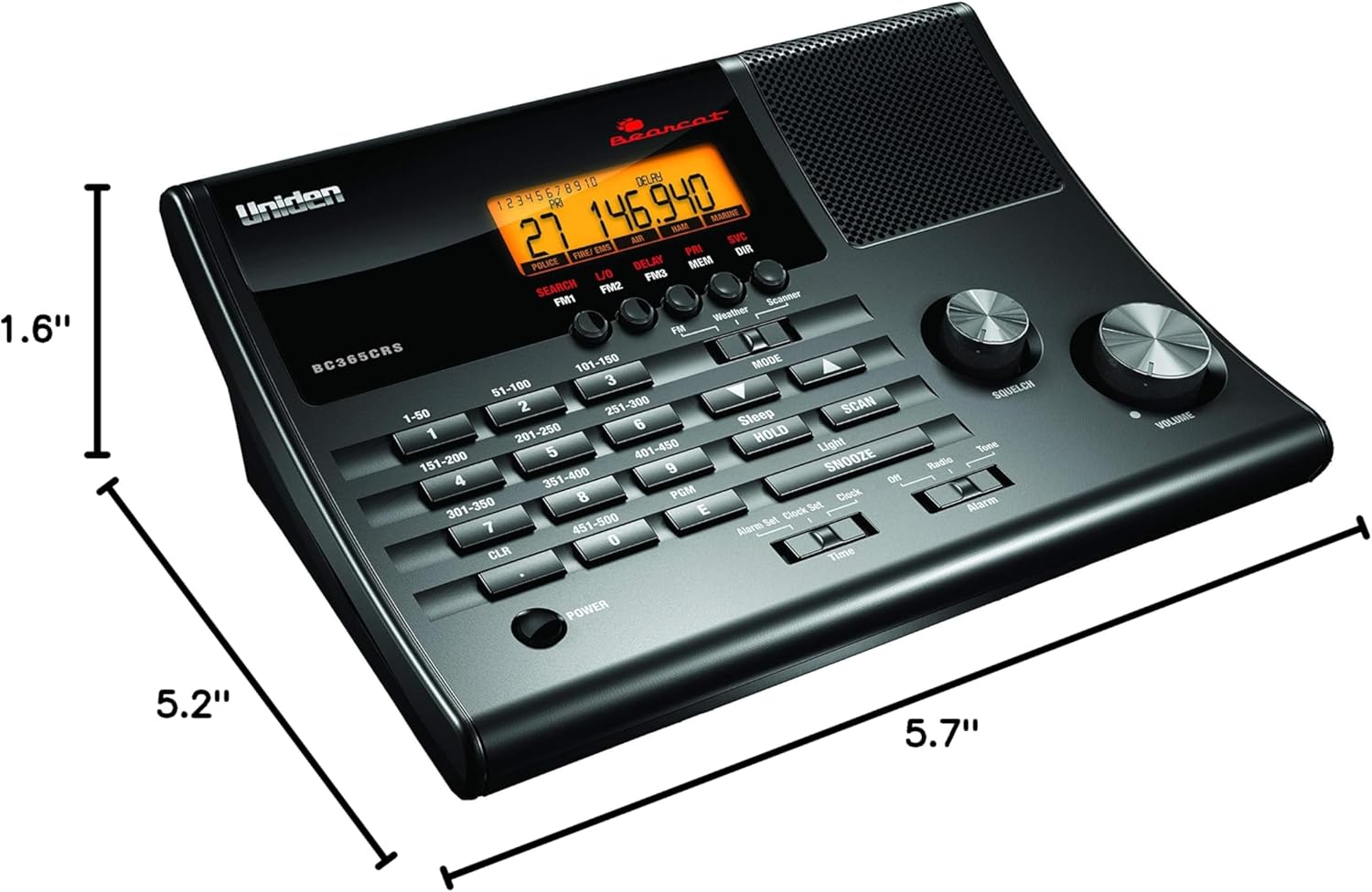 Uniden BC365CRS 500 Channel Scanner and Alarm Clock, Snooze, FM Radio, Weather Alerts, Search Bands used for Aviation