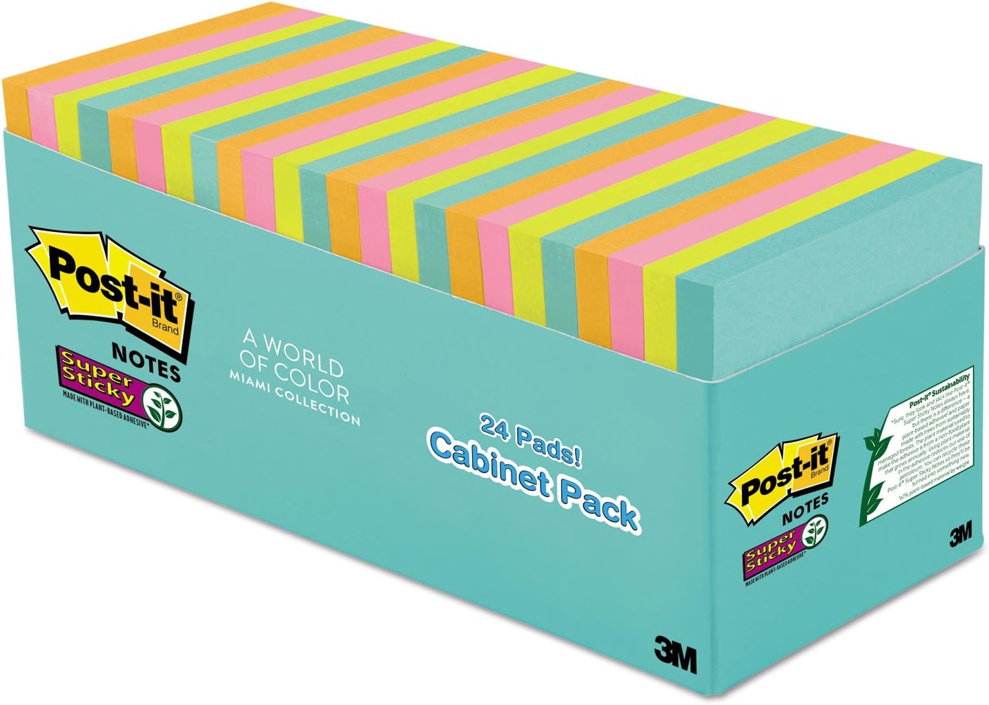 Post-it Super Sticky Notes, 24 Sticky Note Pads, 3 x 3 in., School Supplies, Office Products