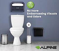 Alpine Sanitary Napkin Receptacle 2 Pack - Feminine Hygiene Disposal Container, Wall Mounted Trash Can with Odor Control Seal & Installation Hardware, 4 Litter, ABS Plastic (Black)