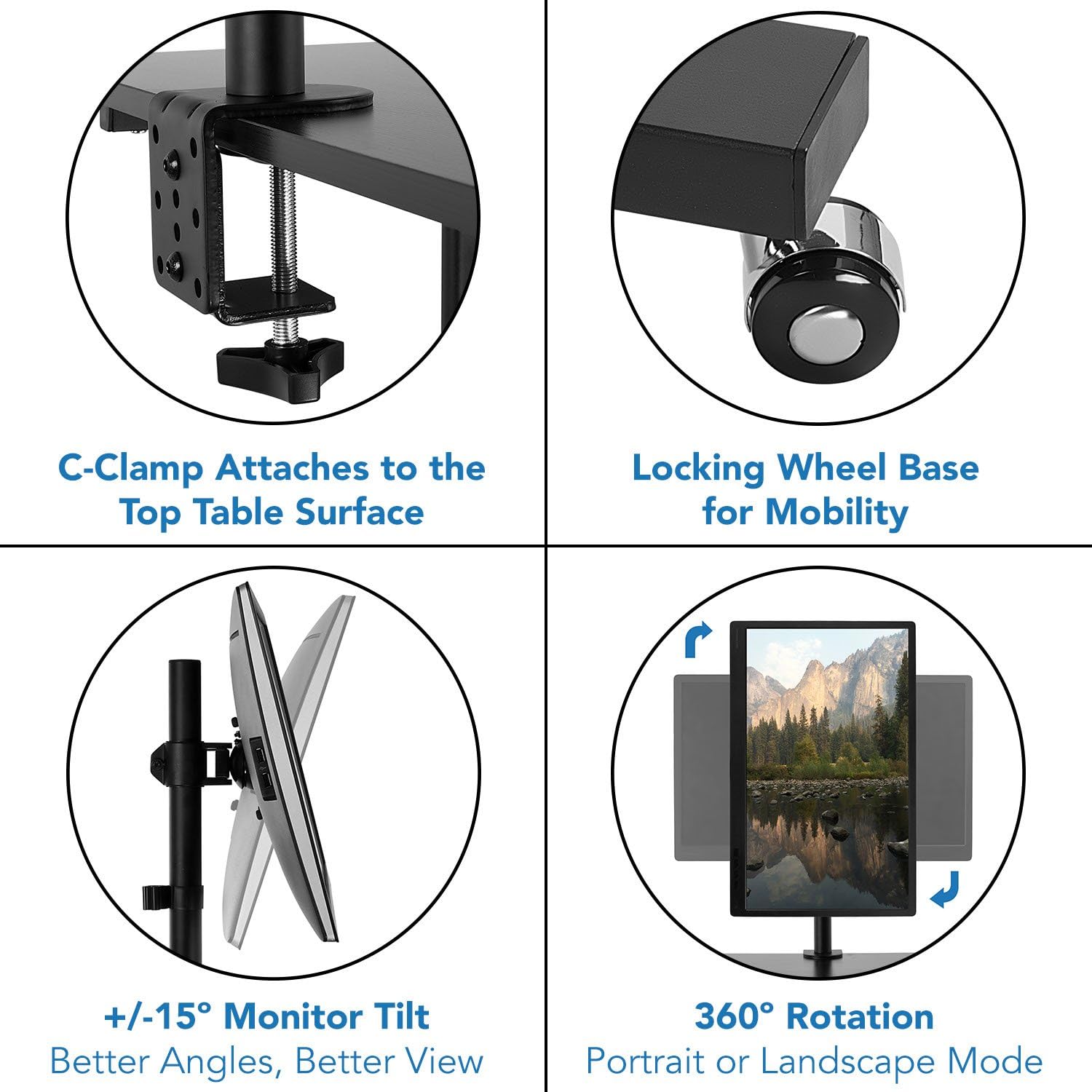 Mount-It! Mobile Computer Cart with Monitor Mount for Screen up to 32", Portable Desk on Wheels