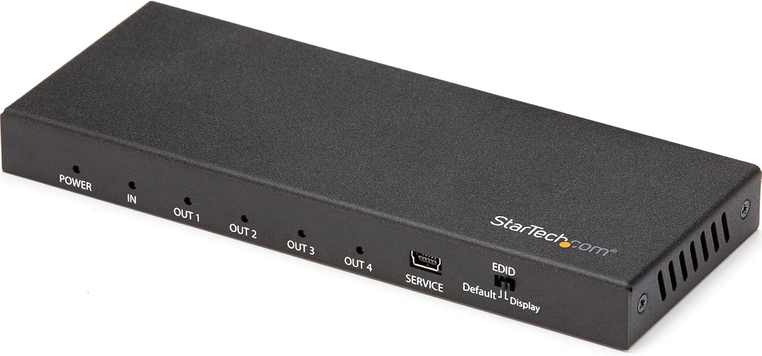StarTech.com HDMI Splitter - 4-Port - 4K 60Hz - HDMI Splitter 1 In 4 Out - 4 Way HDMI Splitter