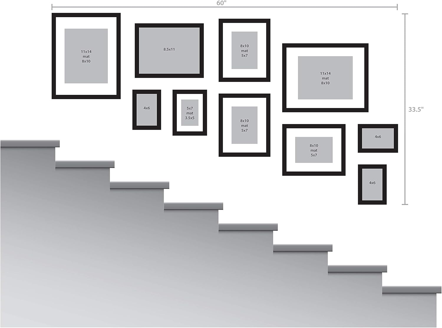 DESIGNOVATION Gallery Wood Photo Frame Set for Customizable Wall Display