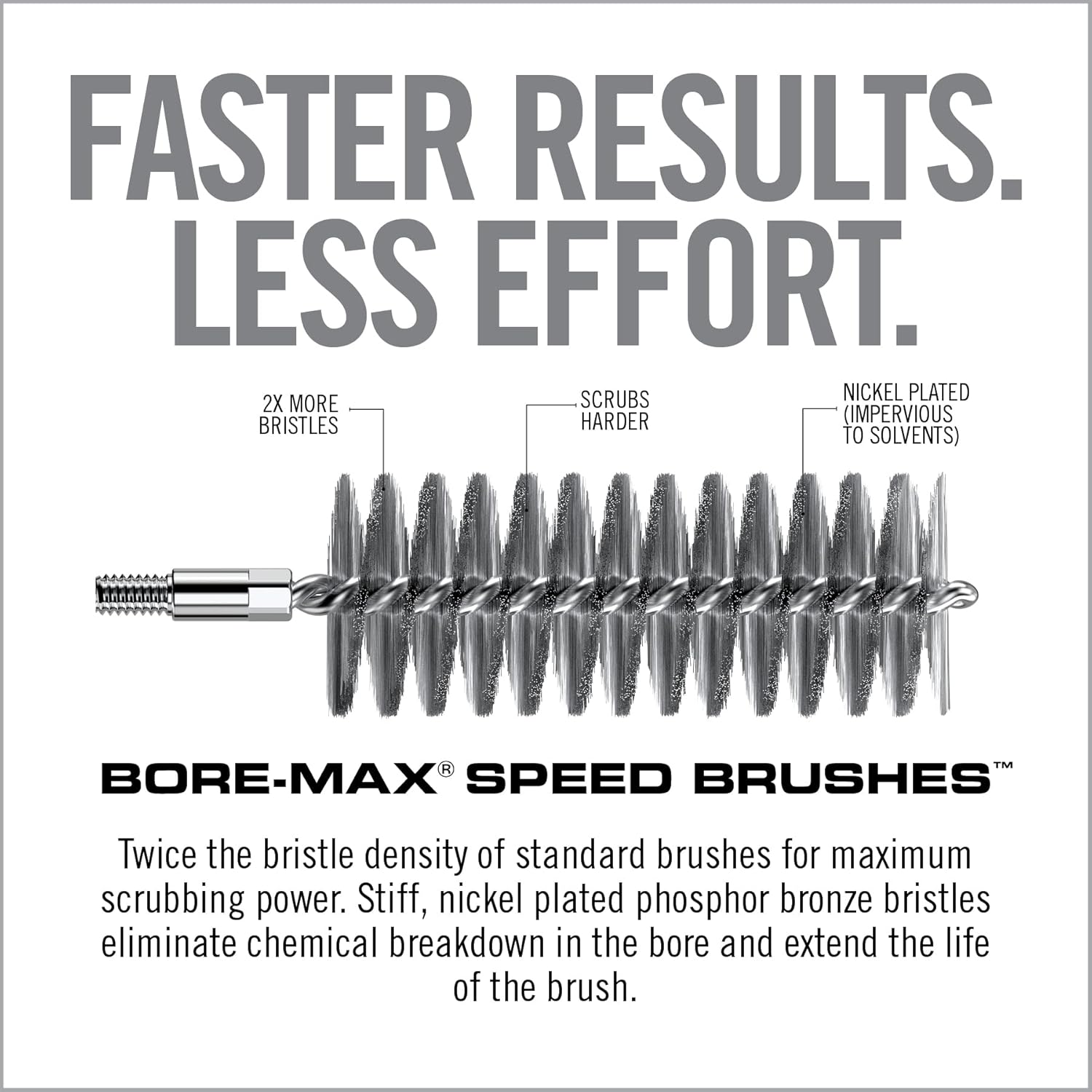 Real Avid Bore-Max Bore Brush, Nickel-Plated Bronze Barrel Brush with Stainless Steel Handle