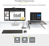 StarTech.com USB-C Multiport Adapter, 4K 60Hz HDMI withHDR, 3-Port USB Hub, 100W Power Delivery Pass-Through