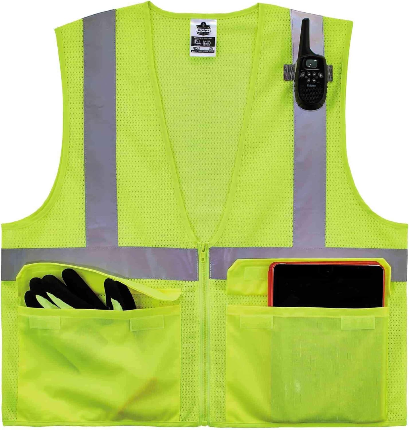 Ergodyne GloWear 8220Z High Visibility Reflective Safety Vest, ANSI/ISEA 107 Class 2, Zipper Closure