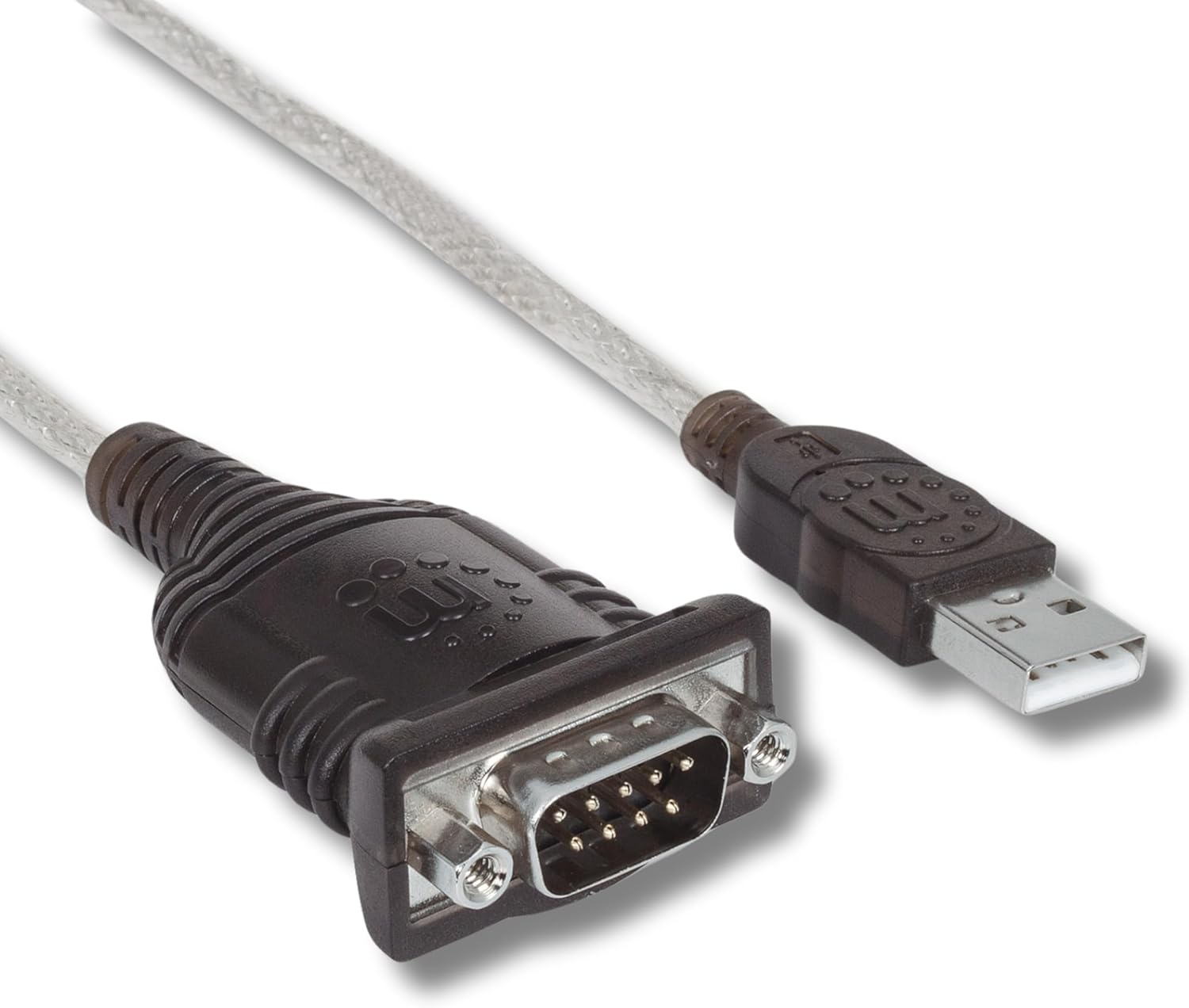 Manhattan USB to RS232 Serial Adapter Converter – Long 18 Inch Cable Cord, 24 AWG - Connects Serial Device to a USB Port