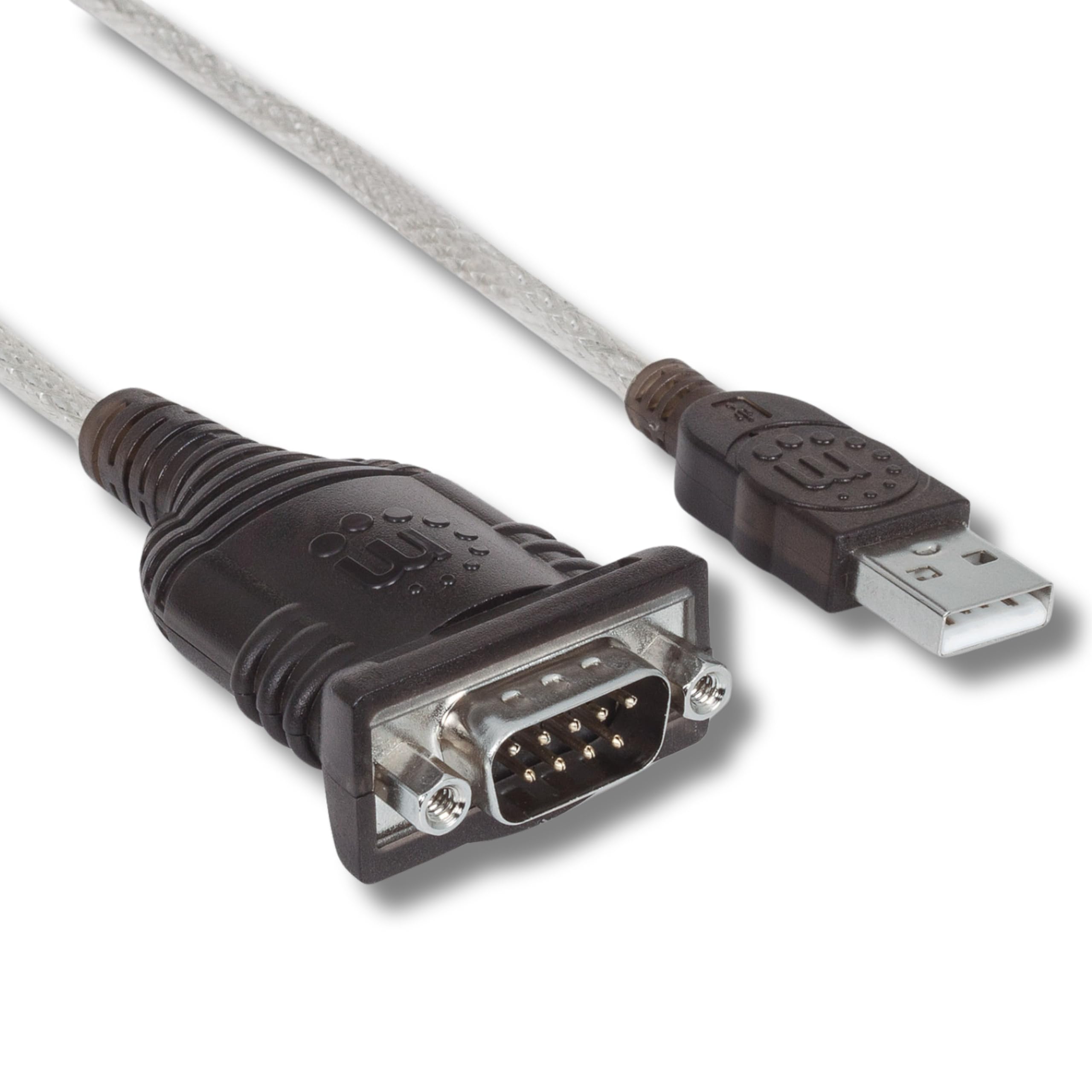 Manhattan USB to RS232 Serial Adapter Converter – Long 18 Inch Cable Cord, 24 AWG - Connects Serial Device to a USB Port