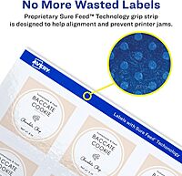 Avery Glossy White Square Labels, Sure Feed Technology, 2-1/8" x 2-1/8", 120 Glossy White Labels, Print-to-The-Edge