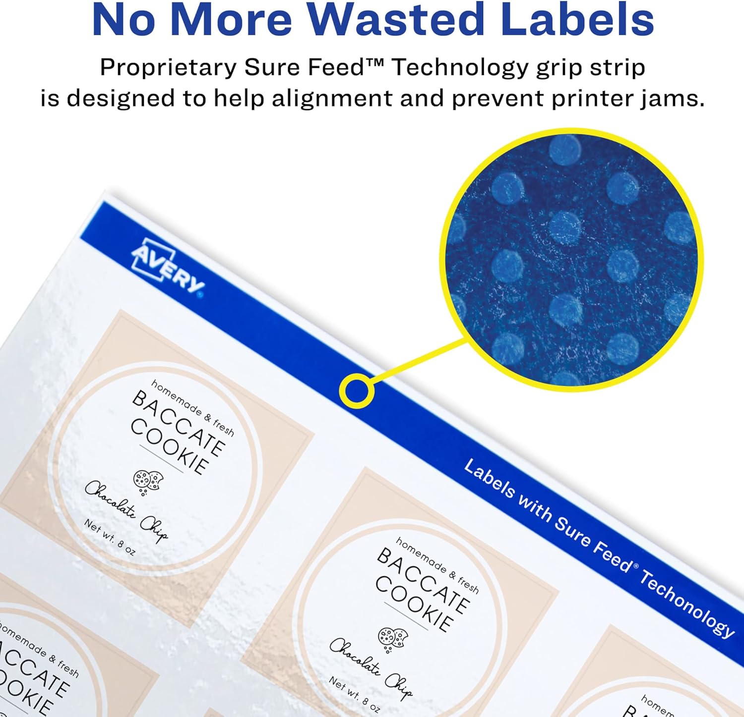 Avery Glossy White Square Labels, Sure Feed Technology, 2-1/8" x 2-1/8", 120 Glossy White Labels, Print-to-The-Edge