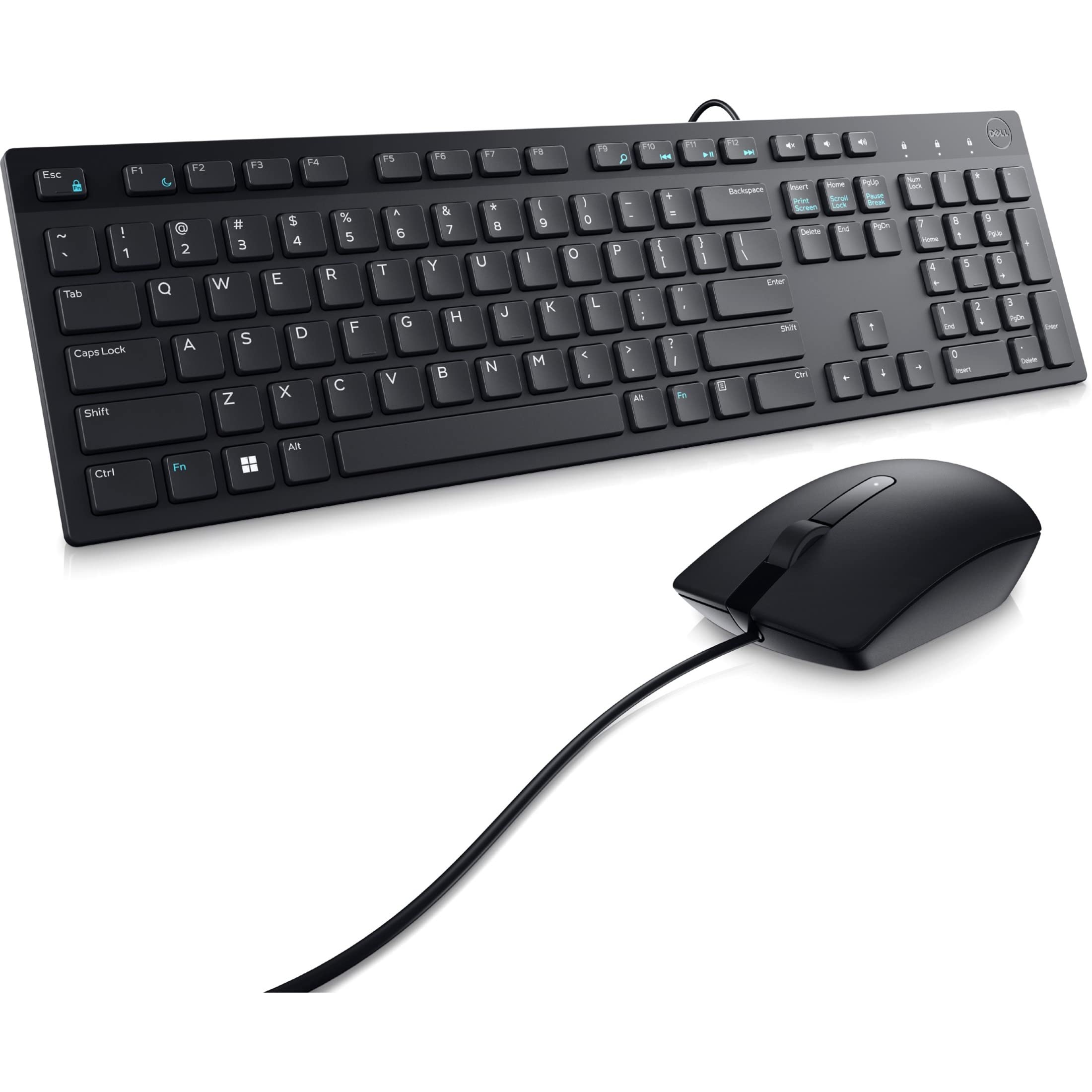 Dell Wired Keyboard and Mouse - KM300C - USB Keyboard - Black - USB Cable Mouse - Optical - 1000 dpi - DELLKM300CUS