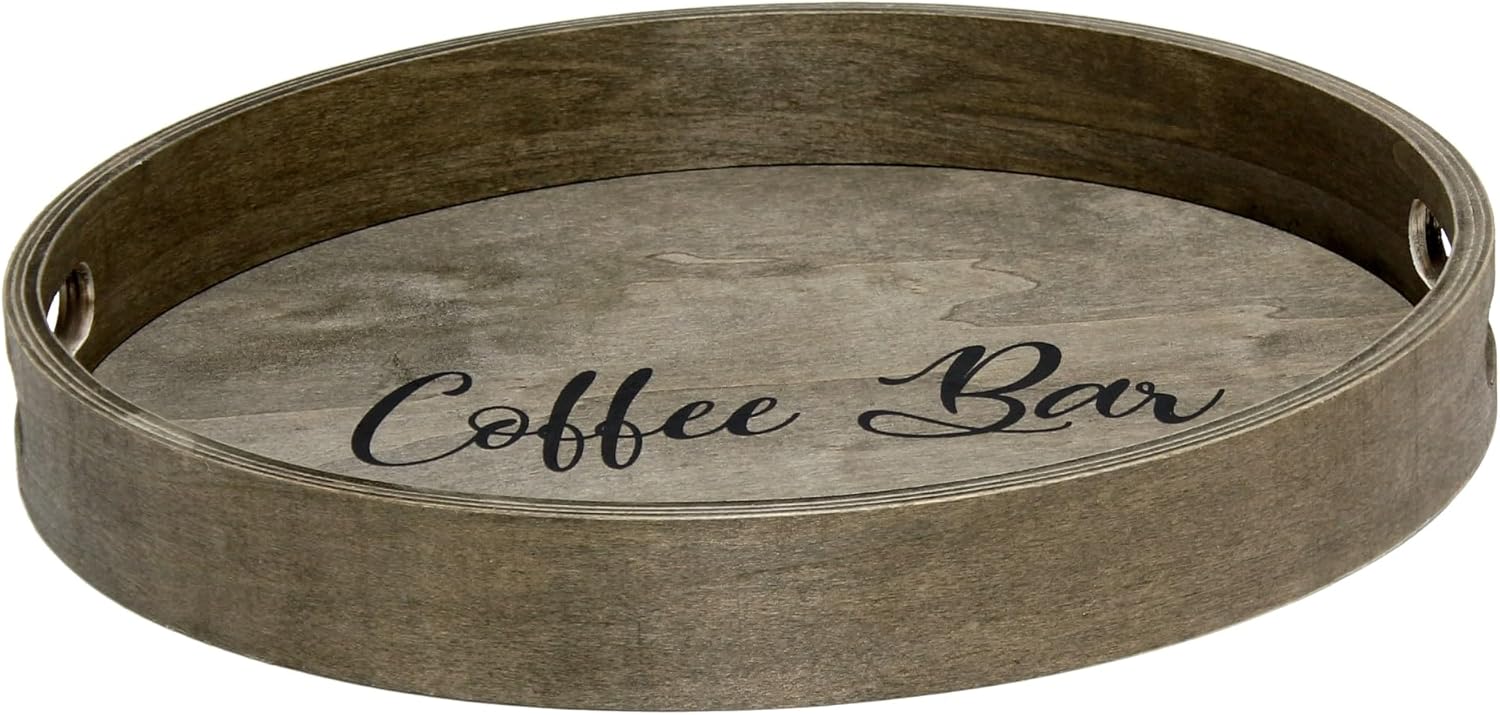 Elegant Designs Decorative Wood Serving Tray w/Handles