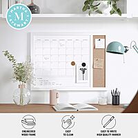 Martha Stewart Everette Magnetic Dry-Erase Monthly Calendar And Cork Board Combo, 18 x 24 in