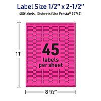 Avery Printable Barbell Labels, Sure Feed Technology, 1/2" x 2-1/2", Neon Magenta Labels, Laser/Inkjet Printable, 450 Total