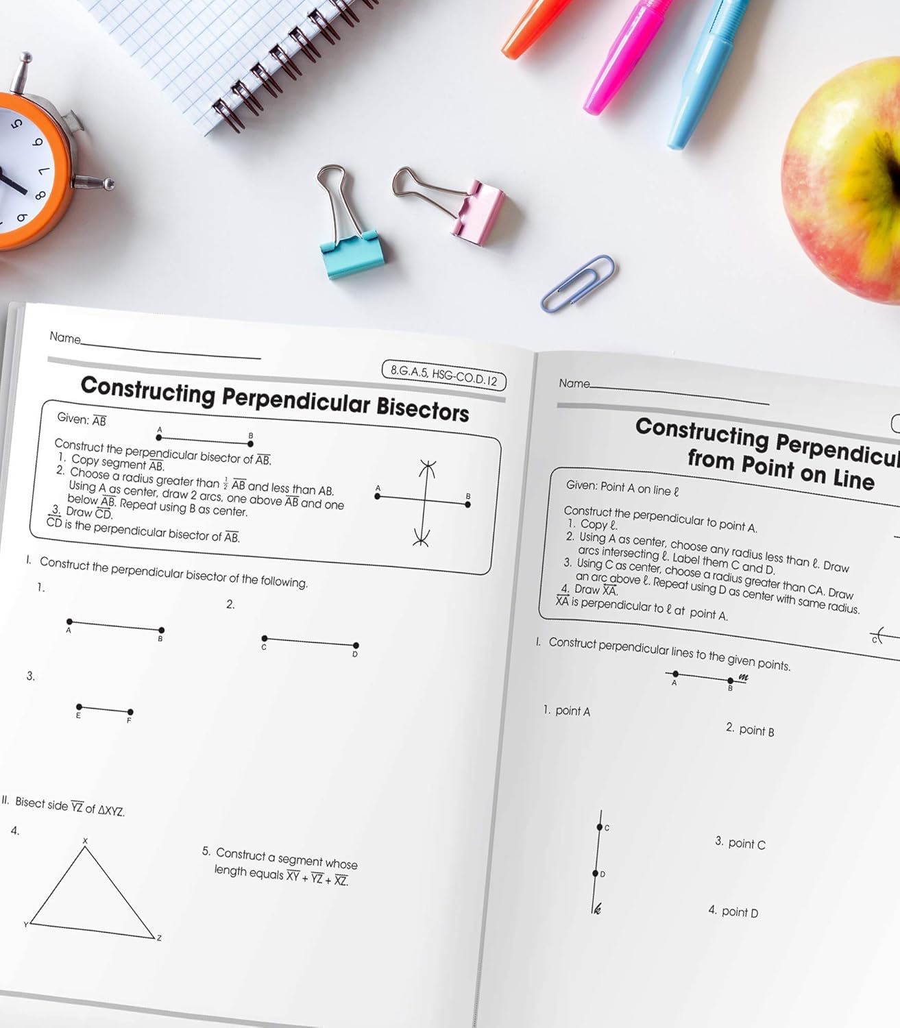 Carson Dellosa The 100 Series Geometry Workbook, Math Book for Grades 8 and Up Covering Trigonometry, Geometric Equations