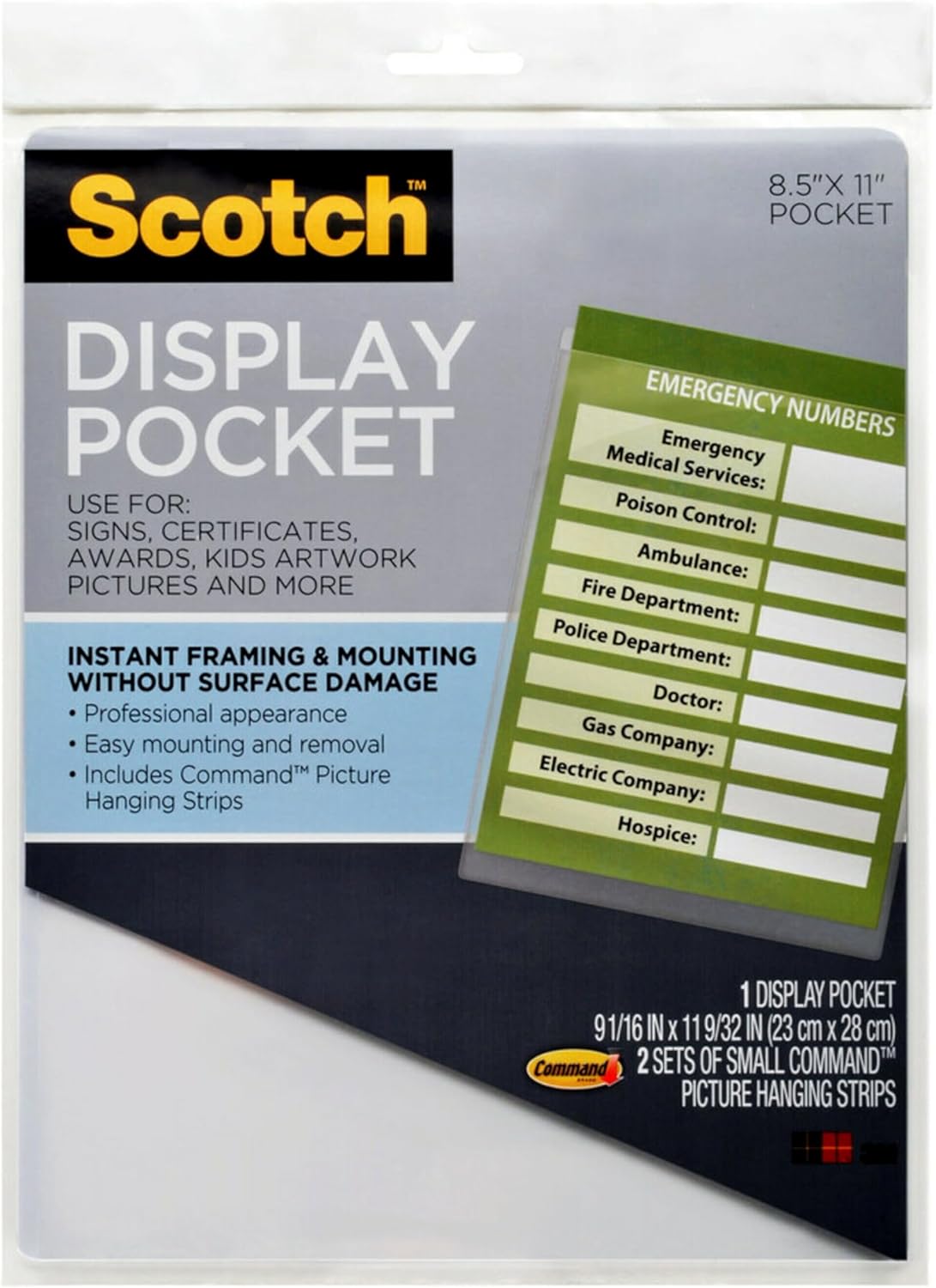 Display Pocket, Removable Interlocking Fasteners, Plastic, 8-1/2 x 11, Clear, Sold as 1 Each, 6PACK , Total 6 Each