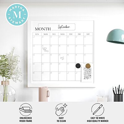 Martha Stewart Everette Magnetic Monthly Calendar Dry-Erase Board