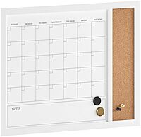 Martha Stewart Everette Magnetic Dry-Erase Monthly Calendar And Cork Board Combo, 18 x 24 in