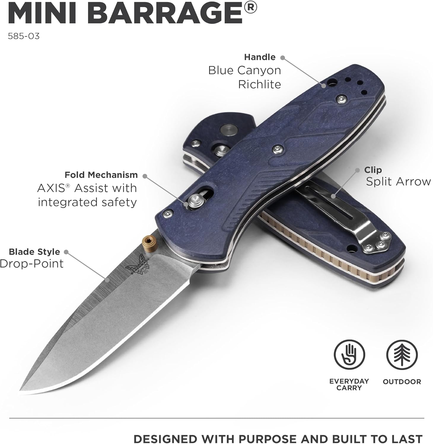 BENCHMADE Mini Barrage 585 EDC Folding Knife