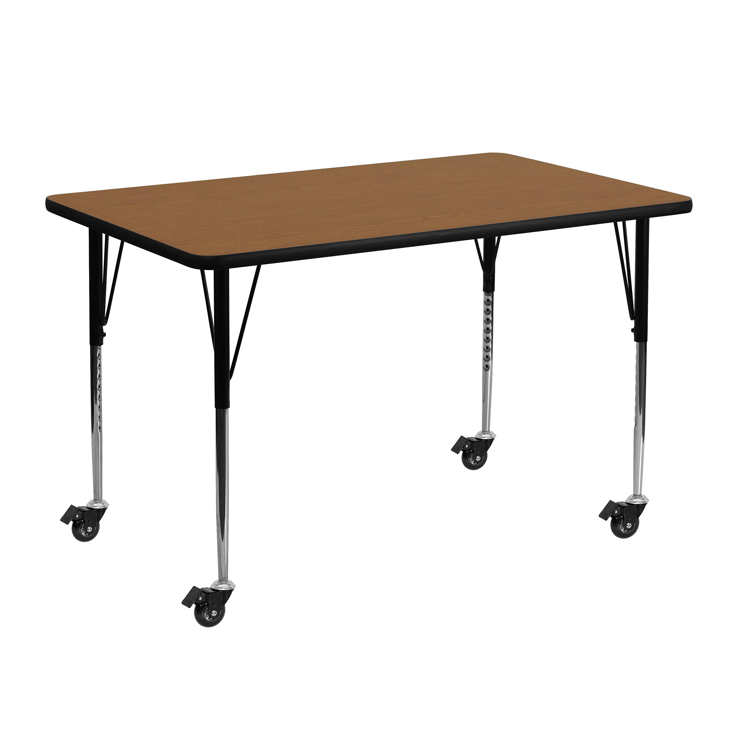 Flash Furniture Mobile Rectangular Activity Table 24 x 48 Thermal Fused Laminate