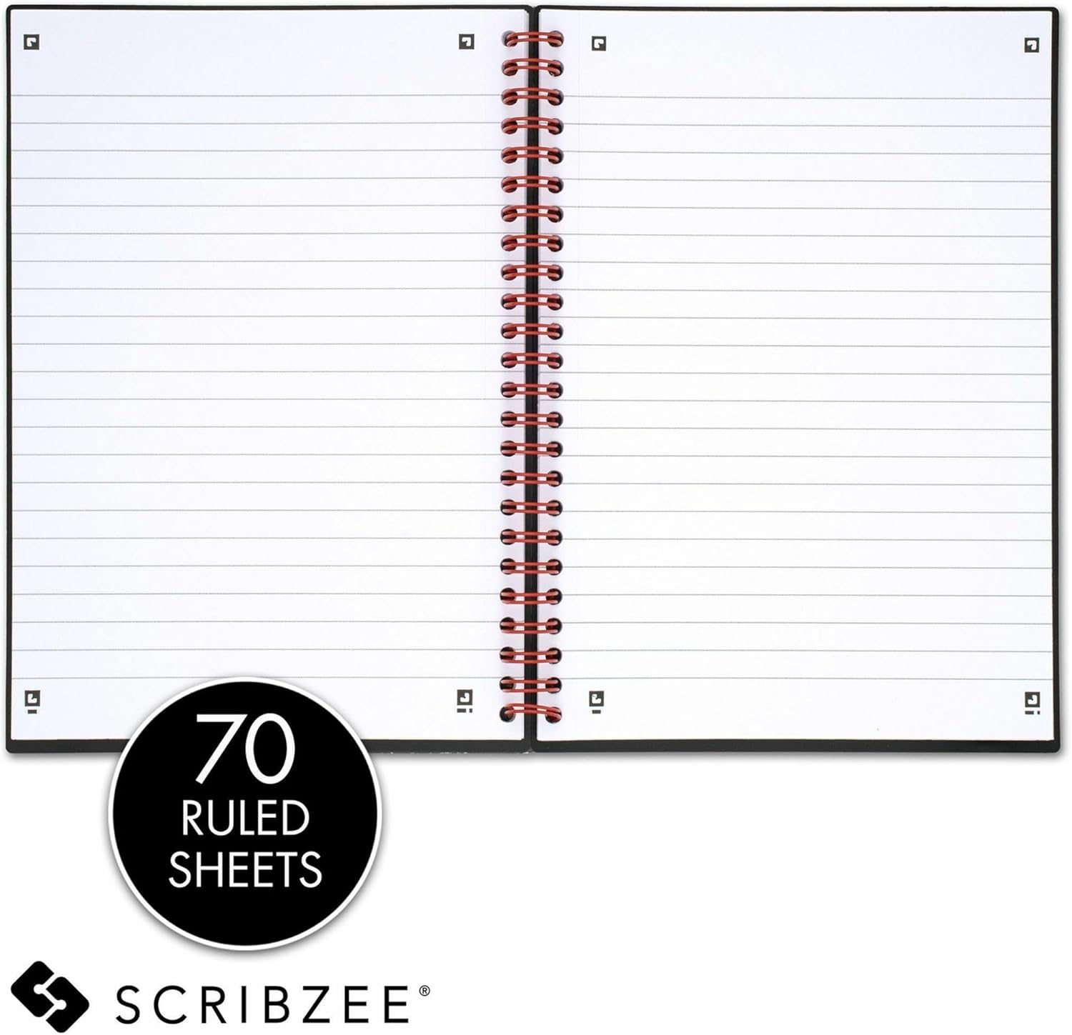 Black n' Red Notebook, Business Journal, Optik Paper, Wirebound, 70 Sheets, Ruled, SCRIBZEE-compatible