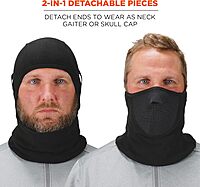 Ergodyne Mens Face Mask - 2-pc Fleece Neoprene Balaclava, Black