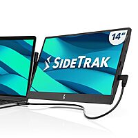 SideTrak Swivel 14" Attachable Portable Monitor Extender, FHD TFT Laptop Dual Screen with Kickstand + Unique Swivel Hinge