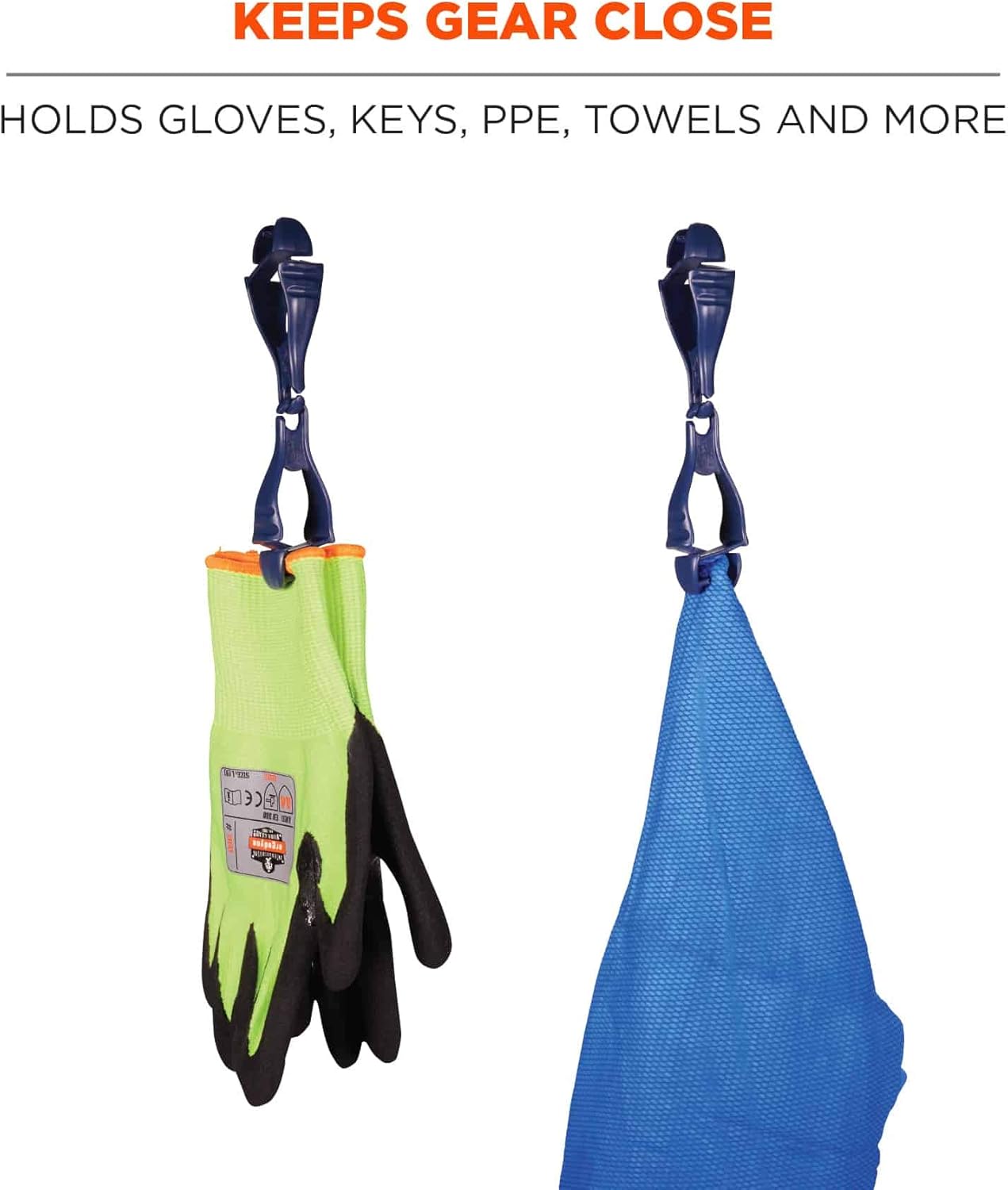 Ergodyne Squids 3400MD Metal Detectable Grabbers With Dual Clip Mounts, 5-1/2in, Deep Blue, Pack Of 6 Grabbers