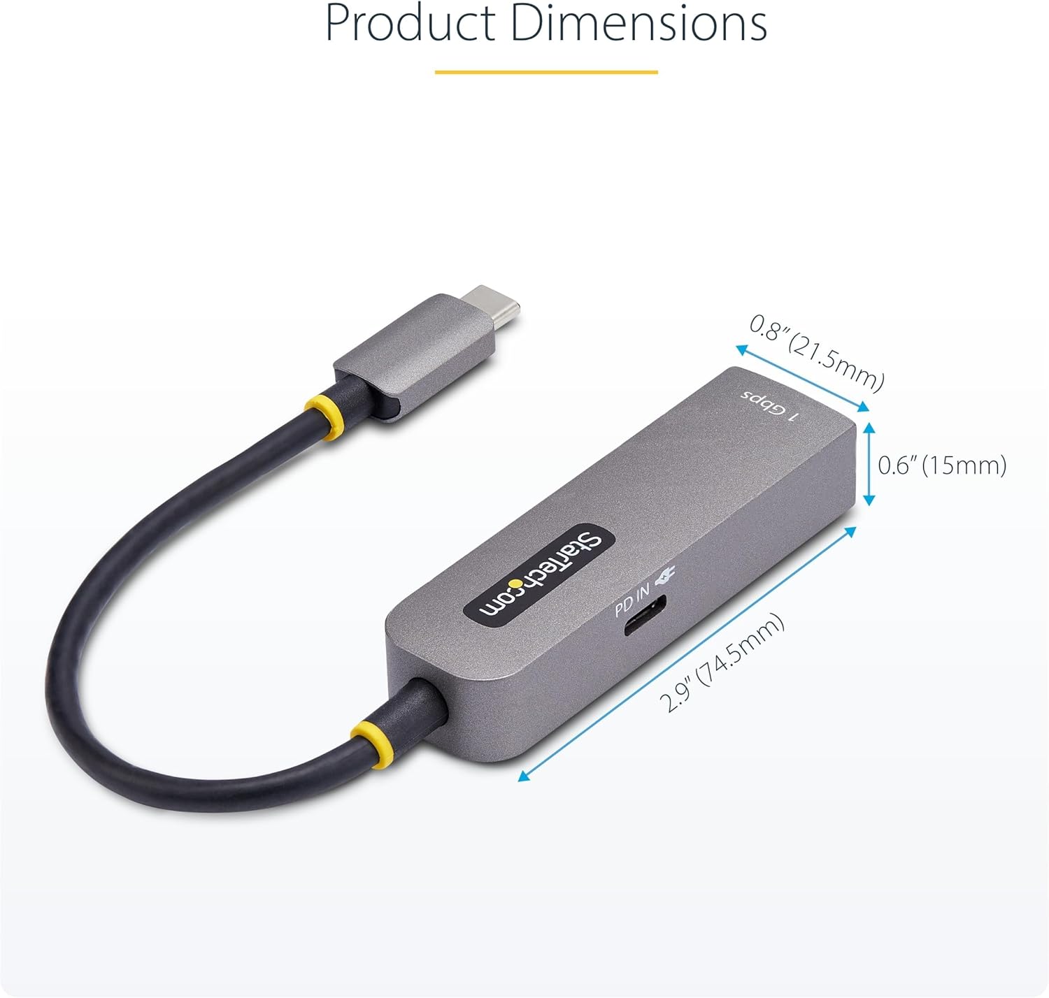 StarTech.com USB-C to Ethernet Adapter, 100W PD Pass-Through, NIC, USB 3.0 Type-C 1Gbps Multi Speed Network, Windows & Mac