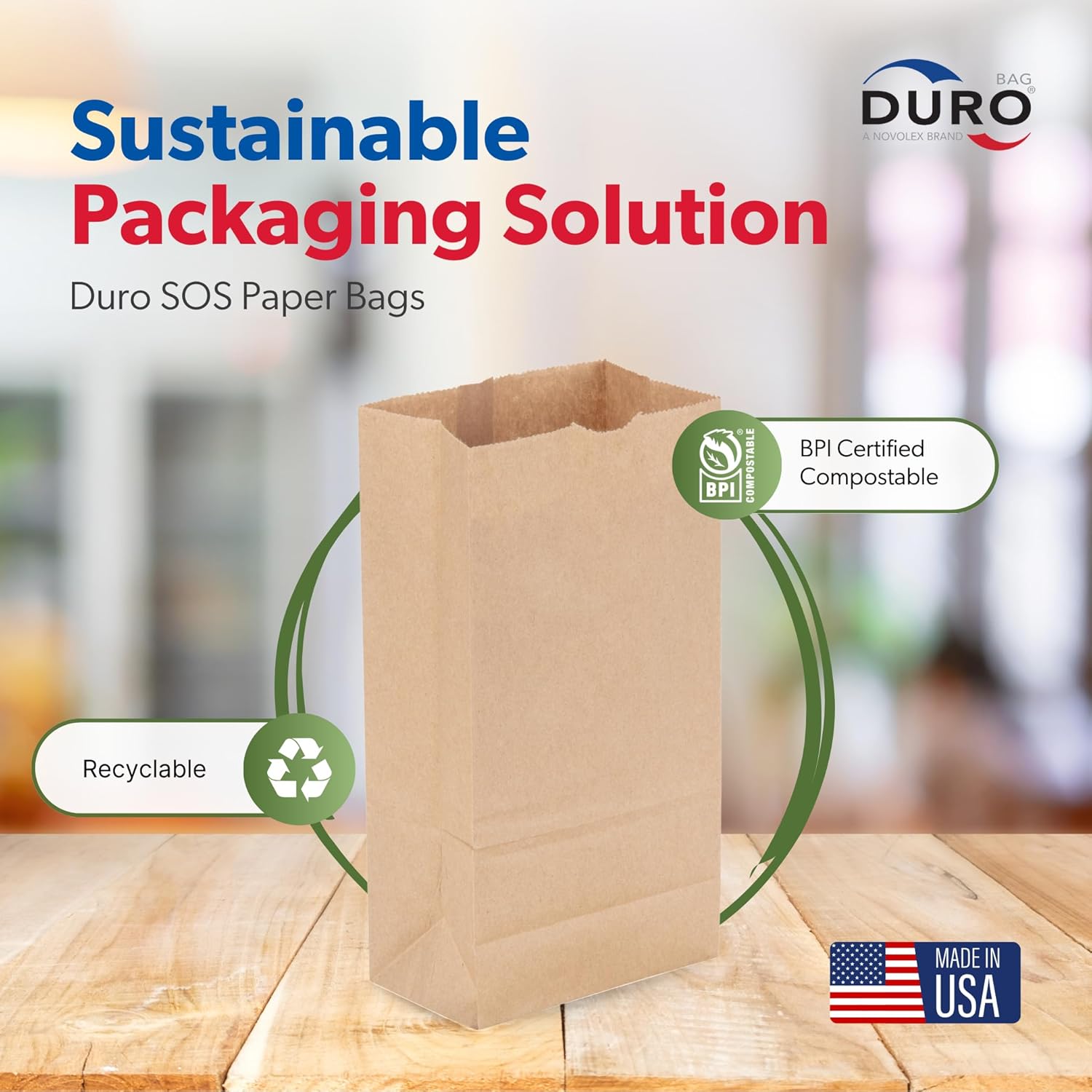 Duro 2# Brown Paper Lunch Bags 500 Count, Bulk Disposable Brown Paper Bags, Small SOS Paperbags for Candy