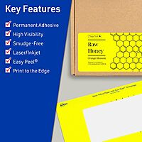 Avery Printable Rectangle Labels, Sure Feed Technology, 3" x 5", Neon Yellow Labels, Print-to-The-Edge