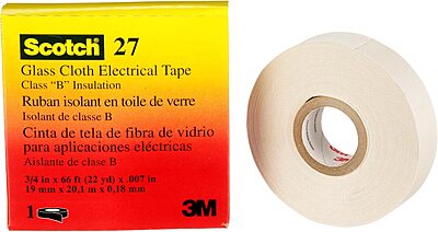 3M Glass Cloth Electrical Tape 27, 3/4 in x 66 ft, 1 Roll, Non-Corrosive Adhesive, Pressure Sensitive, High Temperature